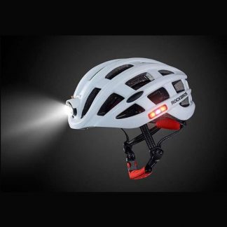 Casco con Luz Carga USB para Bicicleta Blanco
